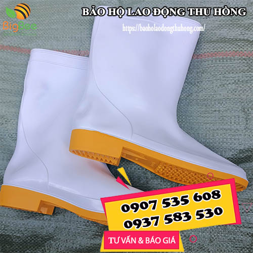ủng cao su TGP trắng đế vàng
