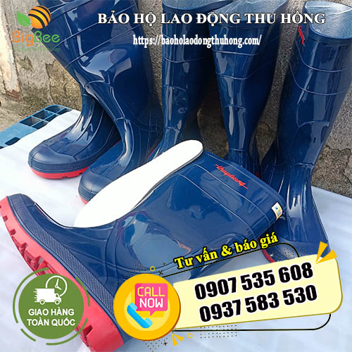 ủng mũi thép Thùy Dương xanh dương đế đỏ ủng mũi thép Thùy Dương xanh dương đế đỏ