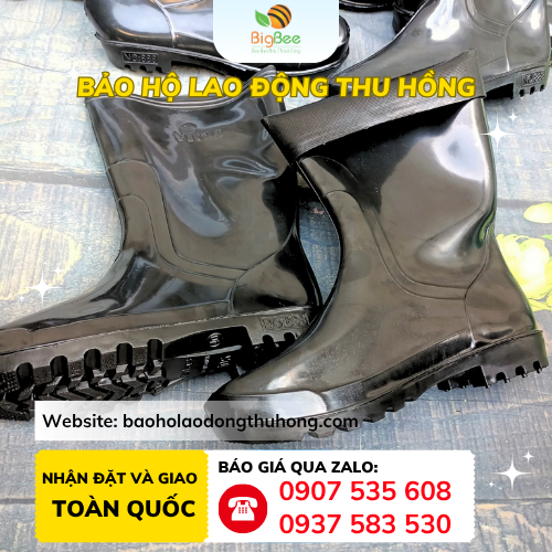 Ủng nhựa đen Vitas đi mưa Ủng nhựa đen Vtias cổ cao thoải mái đi mưa