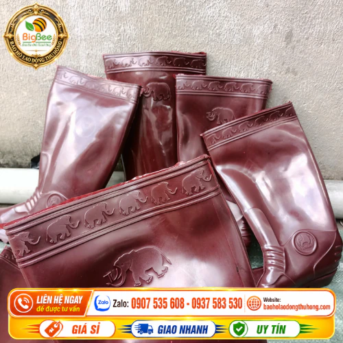 Ủng nâu Con Voi Ủng nhựa PVC nâu con voi bảo vệ chân