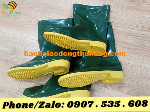 ủng nhựa TGP xanh rêu - đế vàng 02