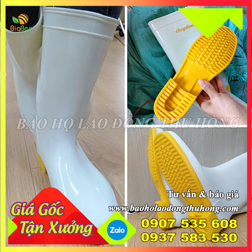 Ủng nhựa Thuỳ Dương trắng vàng size người lớn Ủng nhựa Thuỳ Dương trắng vàng size người lớn