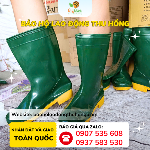 Ủng Sun xanh rêu Ủng Sun xanh rêu nhựa PVC chống nước tuyệt đối