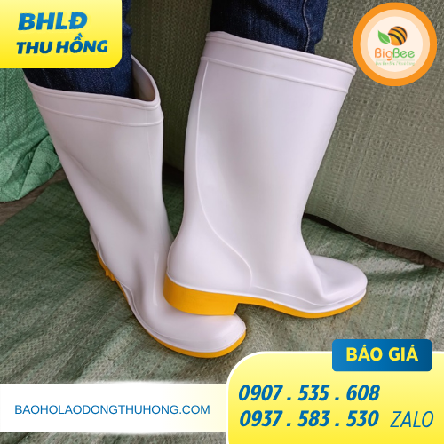Ủng trắng đế vàng TGP cổ cao không thấm nước Ủng trắng đế vàng TGP cổ cao không thấm nước