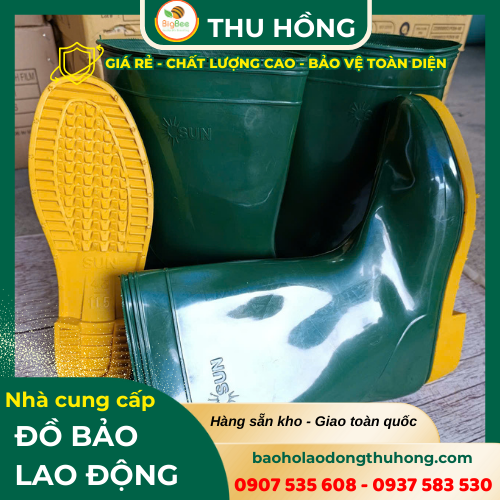 Ủng xanh rêu đế vàng bảo hộ bền bỉ Ủng xanh rêu đế vàng bảo hộ bền bỉ