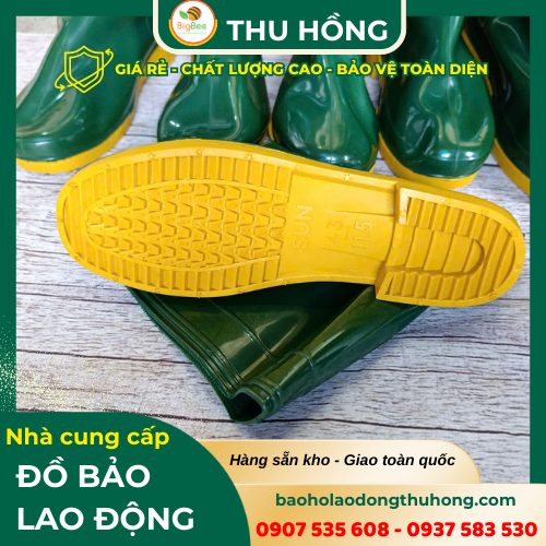 Ủng xanh rêu đế vàng SUN đế chống trượt Ủng xanh rêu đế vàng SUN đế chống trượt