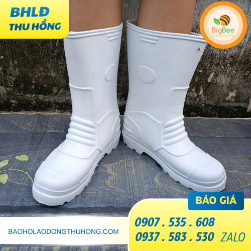 Ủng xốp trắng VAC cổ cao chống bám bẩn tốt Ủng xốp siêu nhẹ VAC màu trắng cao cổ chống bám bẩn tốt