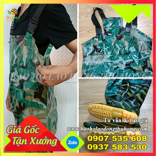 Ủng yếm rằn ri liền quần bằng nhựa PVC cao cấp Ủng yếm rằn ri liền quần bằng nhựa PVC cao cấp