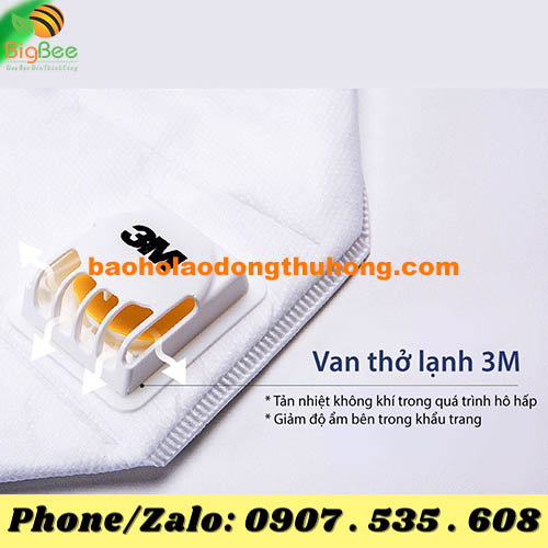 van thở lạnh của khẩu trang lọc bụi mịn 3M 9001V