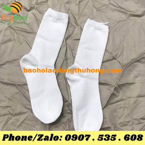 vớ trơn trắng đi giày bảo hộ loại cổ dài