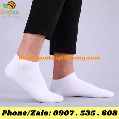 vớ trơn trắng đi giày bảo hộ