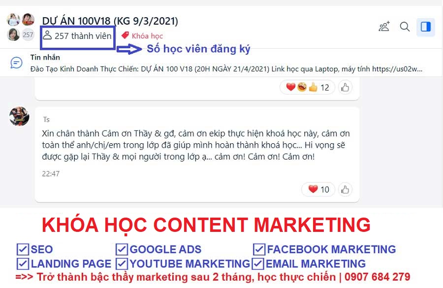 Học viên cảm nhận khóa học content marketing online Học viên cảm nhận khóa học content marketing online