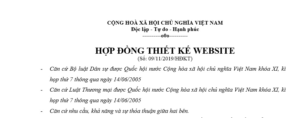 Mẫu hợp đồng thiết kế website cho doanh nghiệp trọn gói Mẫu hợp đồng thiết kế website cho doanh nghiệp trọn gói