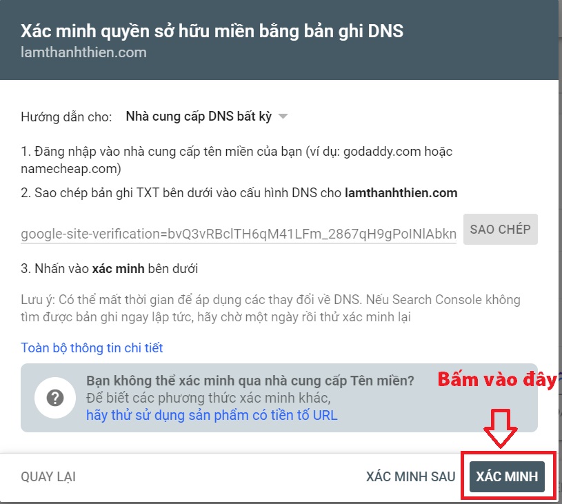 Hướng dẫn cách trỏ (gắn) tên miền về google site | Ảnh 6 Hướng dẫn cách trỏ (gắn) tên miền về google site | Ảnh 6