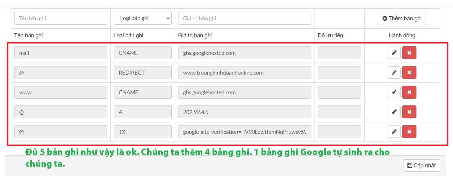 Hướng dẫn cách trỏ (gắn) tên miền về google site | Ảnh 9 Hướng dẫn cách trỏ (gắn) tên miền về google site | Ảnh 9
