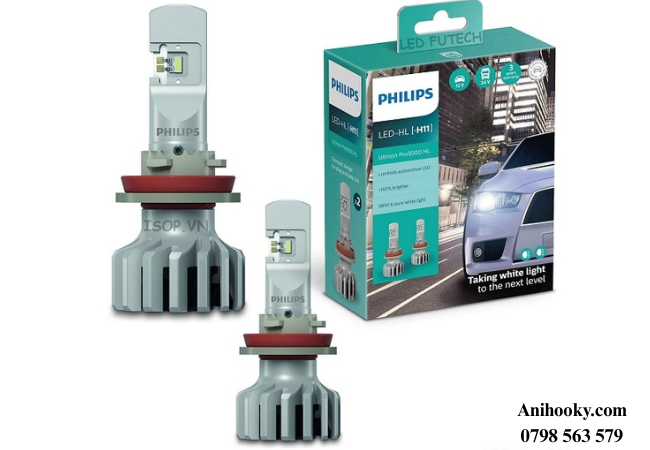 Philips Ultinon Pro5000 LED hiệu suất sáng mạnh hơn gần gấp 2 lần đèn halogen Philips Ultinon Pro5000 LED hiệu suất sáng mạnh hơn gần gấp 2 lần đèn halogen