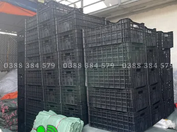 Sọt Nhựa Đen Đựng Nông Sản | Sóng Nhựa Công Nghiệp | Giá Rẻ