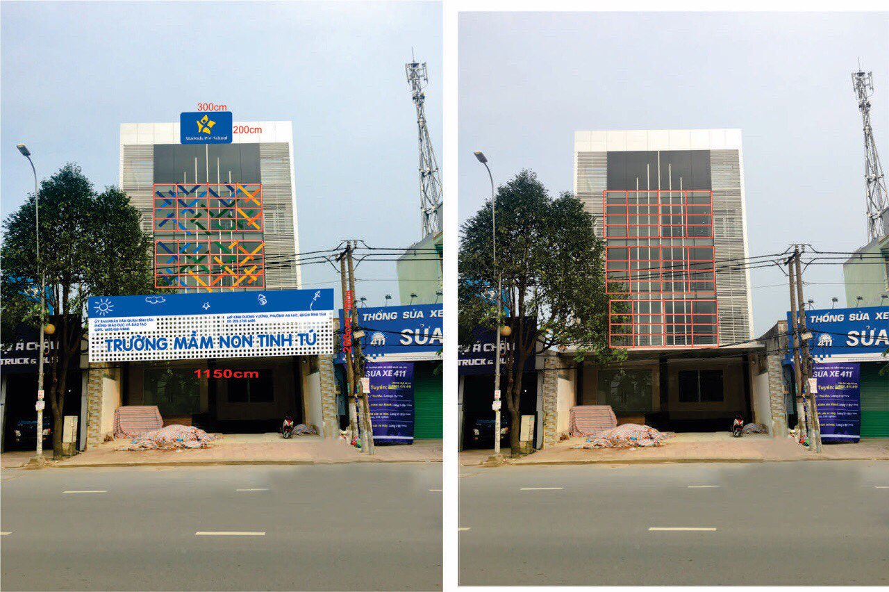 Mặt tiền trường mầm non thiết kế và thi công bởi Kiến Trúc Xanh Mặt tiền trường mầm non thiết kế và thi công bởi Kiến Trúc Xanh