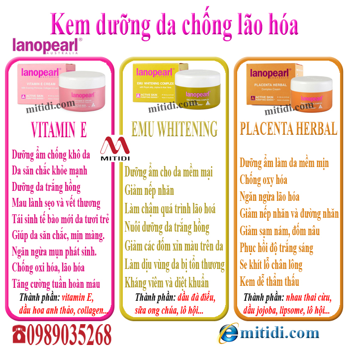 Kem dưỡng trẻ hóa da Lanopearl Vitamin E Cream with Evening Primrose, Collagen & Lanolin  Mitidi-kem-duong-da-lanopearl-01b.jpg (521 KB)