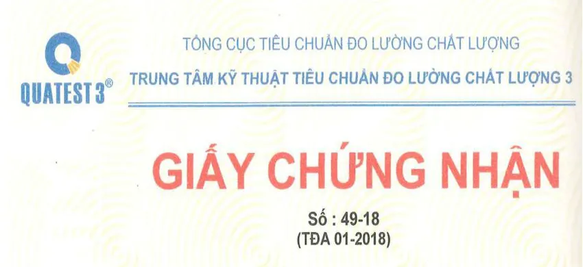 Giấy chứng nhận phù hợp tiêu chuẩn tôn kẽm màu (thép mạ kẽm phủ sơn)