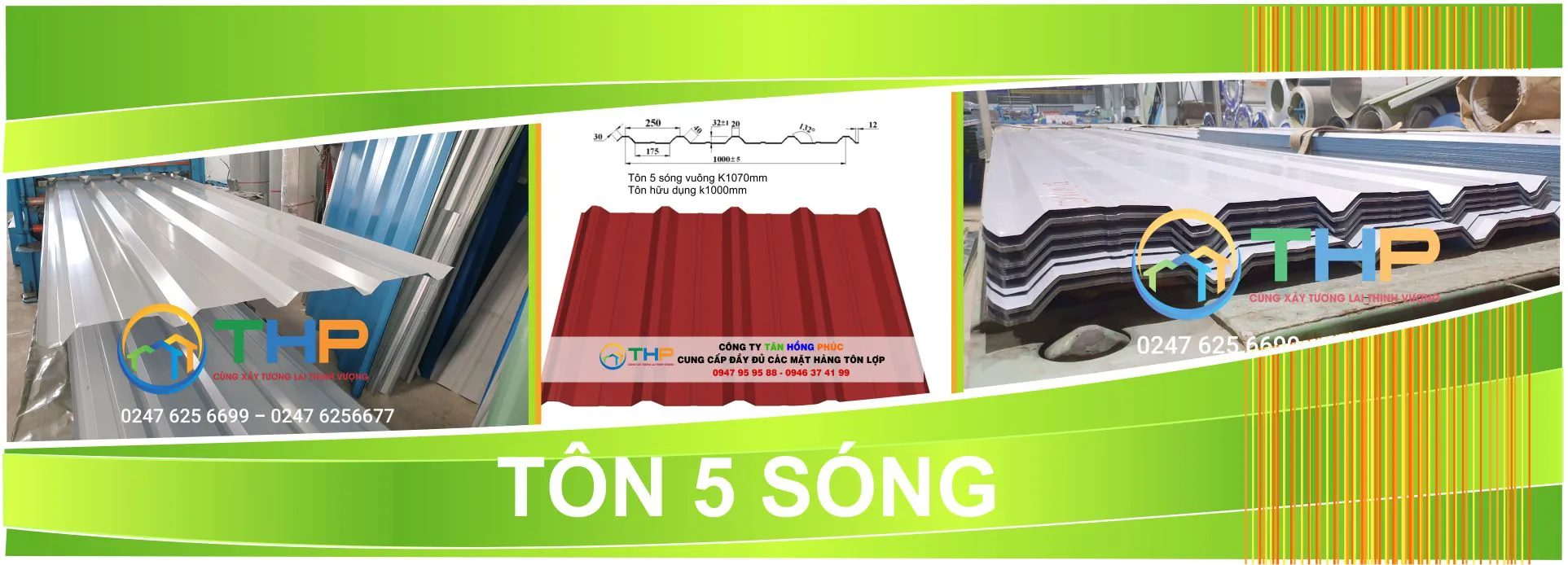tÔN 5 SÓNG CHO NHÀ TIỀN CHẾ