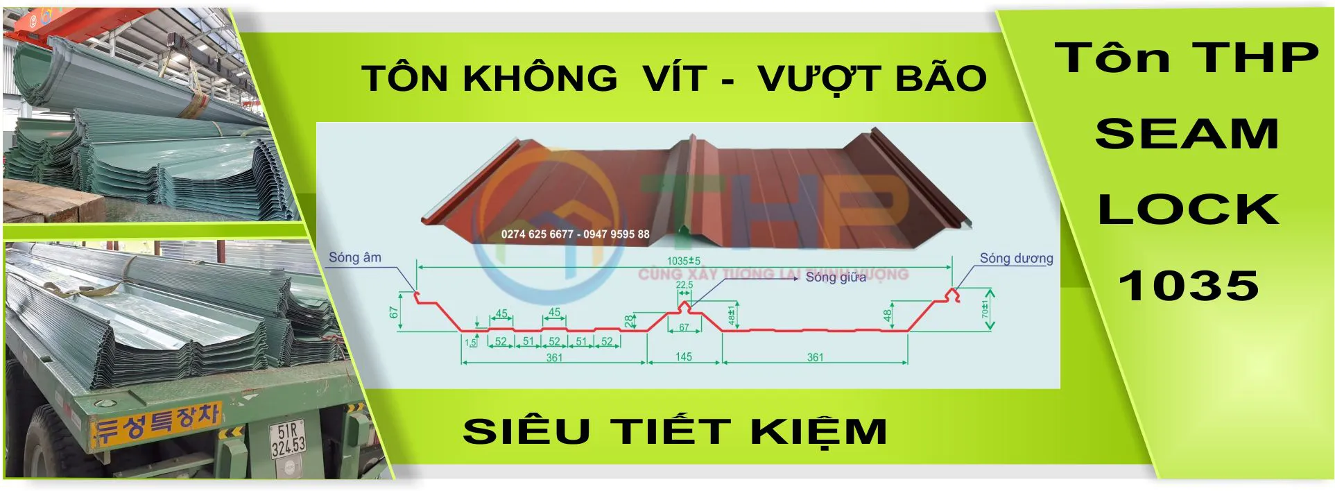 tôn seam lock vượt gió bão, 1035-1040