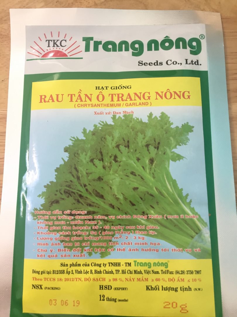 Hạt giống rau tần ô - cải cúc Trang Nông nảy mầm tốt