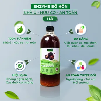 Chai 1 Lít ENZYME Bồ Hòn Nhà ủ - phun cây phòng bọ hút chích, giặt đồ rửa chén