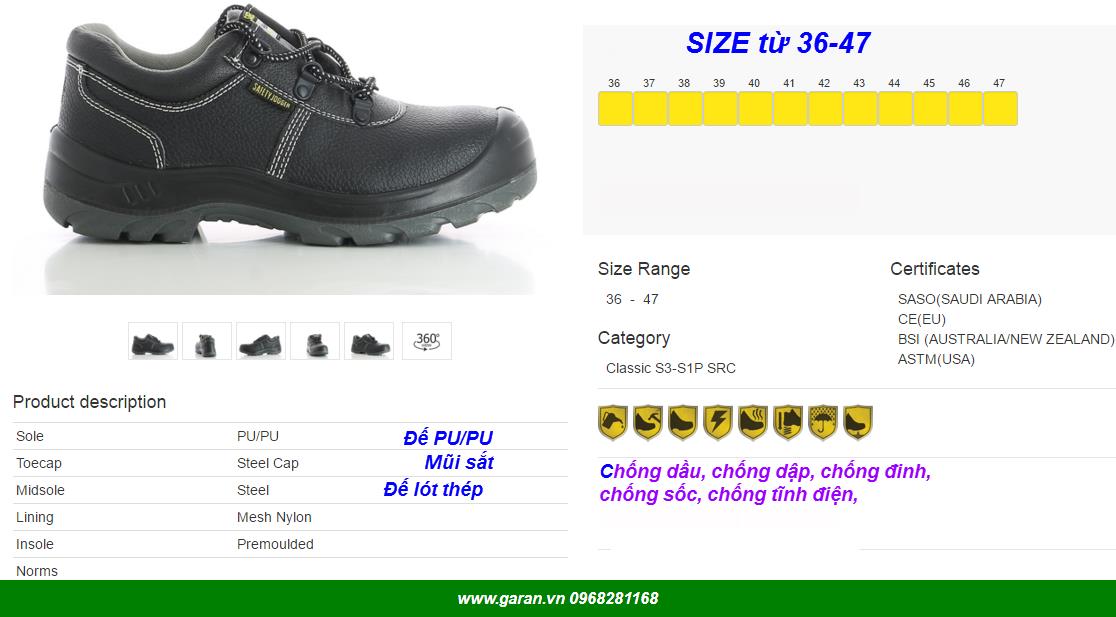 Bảng giá giày bảo hộ lao động nhập khẩu Bảng giá giày bảo hộ lao động nhập khẩu