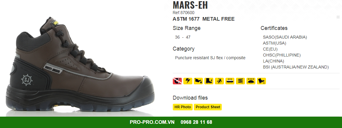 Giày bảo hộ Jogger MARS-EH tiêu chuẩn quốc tế, cách điện 18kv