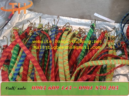 Dây ràng thun dẹt bản 1,5cm có móc thép tại xưởng
