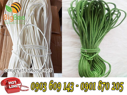 Dây dù tròn trắng 4li và xanh lá  6li