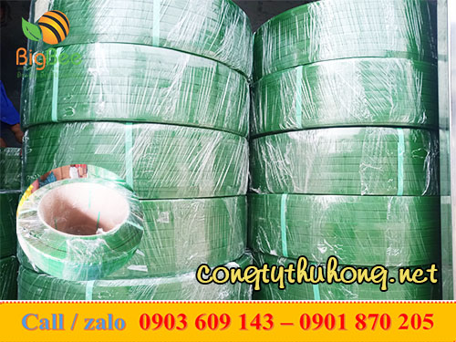 Cuộn dây đai nhựa PET xanh lá 20kg bản rộng 1f6