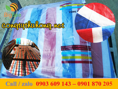 Cuộn bạt nhựa pvc sọc 3 màu kt 2m * 50m