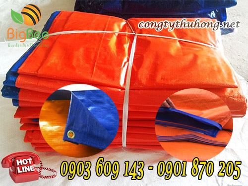 Bạt nhựa xanh cam có khoen xỏ