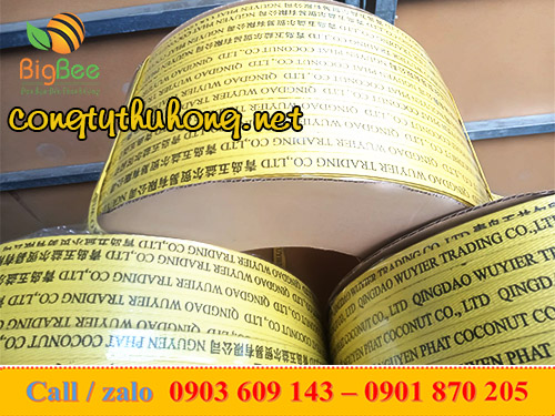 Dây đai nhựa PP in logo bản rộng 1f4