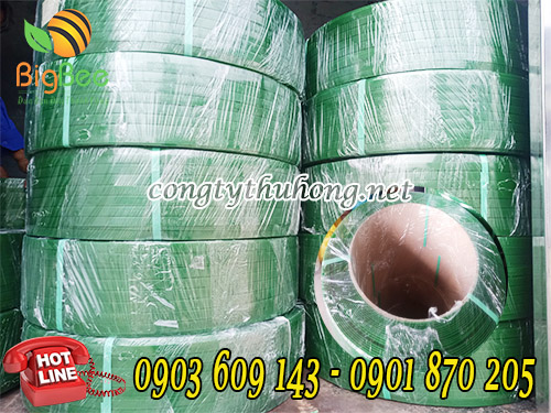 Cuộn 20kg dây đai pet xanh bản rộng 1f6