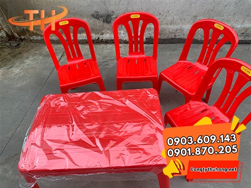 Bàn ghế nhựa đỏ Bàn ghế nhựa