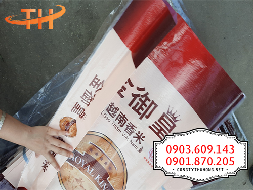Bao tải đựng gạo in logo 25kg Bao tải đựng gạo in logo 25kg