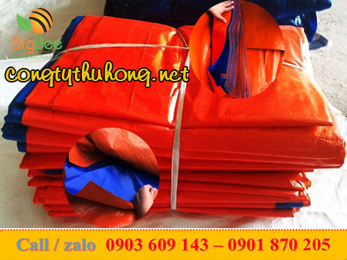 Bạt nhựa 2 da xanh cam khổ 6m