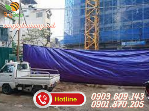 Bạt xanh cam trong công trình
