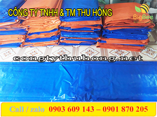 Bạt nhựa cam xanh 2 da tại xưởng