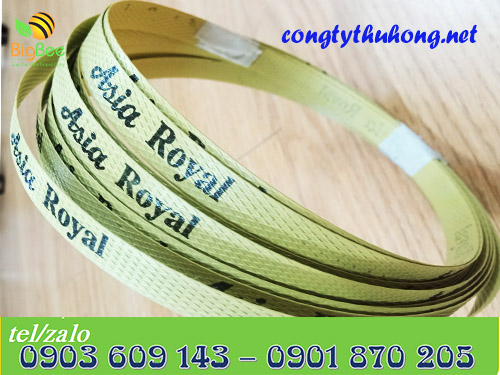 Dây đai nhựa PP in logo tên thương hiệu bản rộng 1f