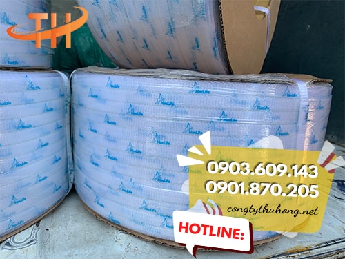 Dây đai nhựa in logo màu trắng Dây đai nhựa in logo màu trắng