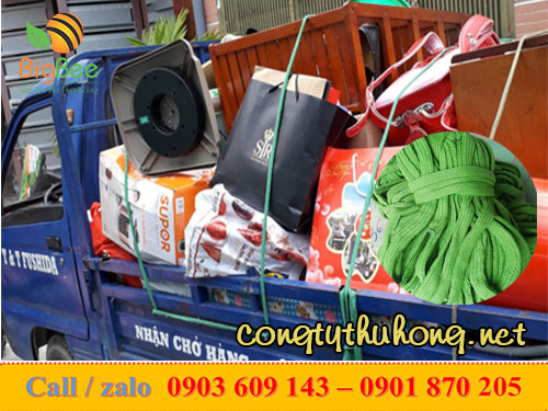 Dây dù bản dẹt 2cm được sử dụng chở hàng trên xe tải