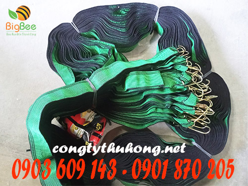 Dây ràng bố xanh bản dẹt 5cm có móc thép