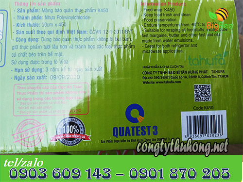 Các thông tin về thành phần, kiểm định, ngày sản xuất