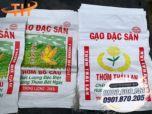 Bao tải gạo in logo Nhà cung cấp bao tải in logo