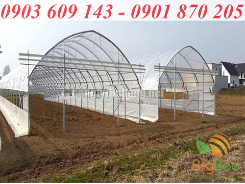 nhà kính đang được hoàn thiện