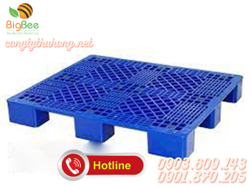pallet nhựa 1 mặt màu xanh